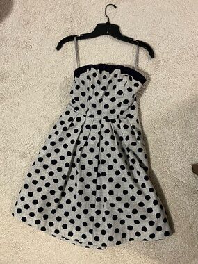 The Limited Navy Polka Dot Strapless Dress